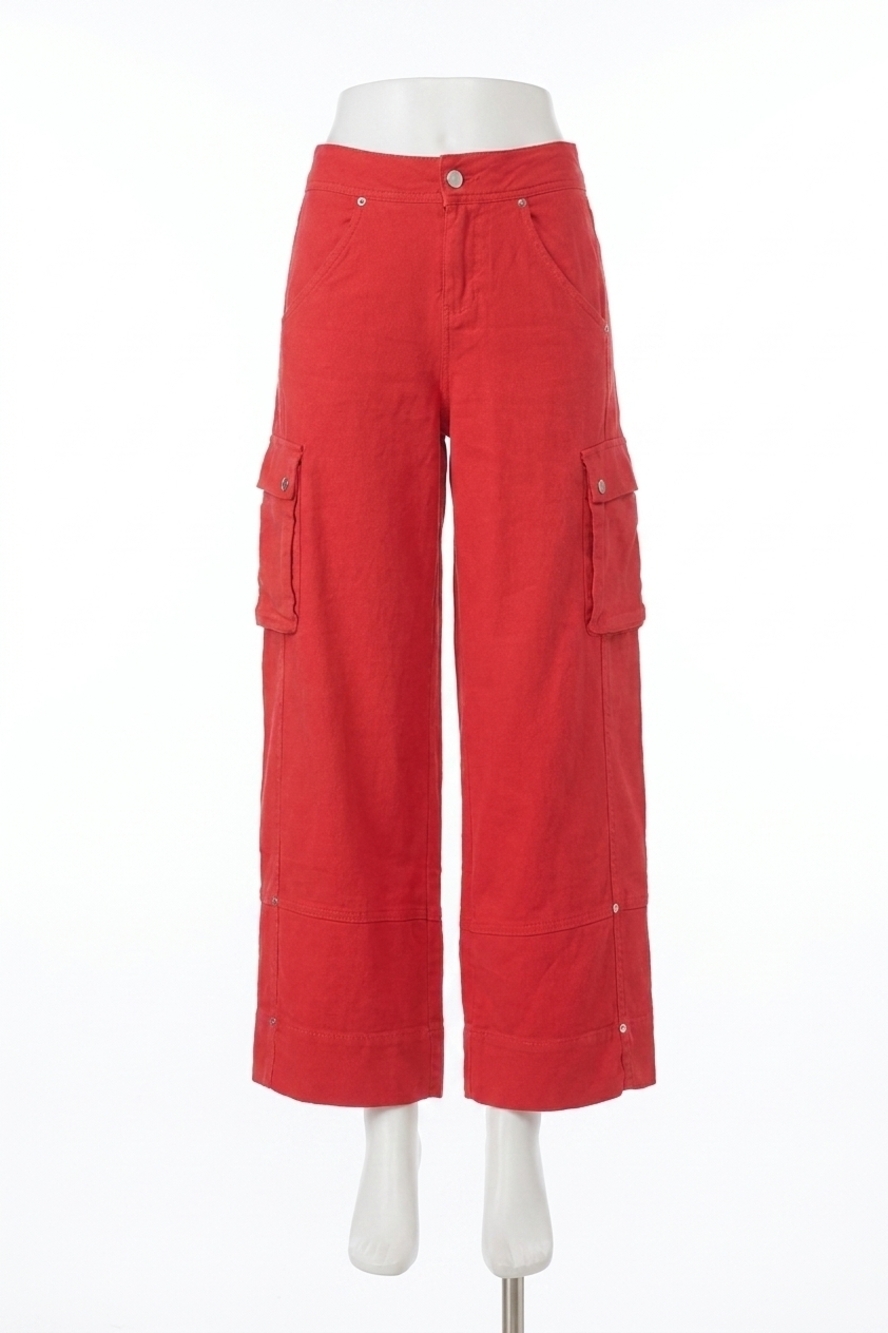 NEW DEAR JOHN DENIM marvey super high rise ankle wide leg pants in firetruck red